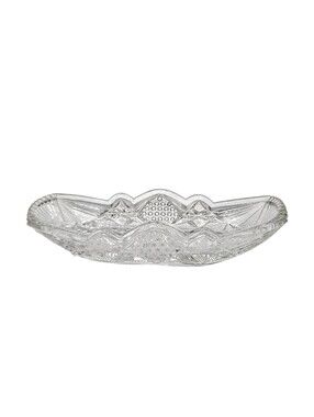 Antique Libbey Iola Cut Glass Relish Dish American Brilliant Period Crystal 8.75